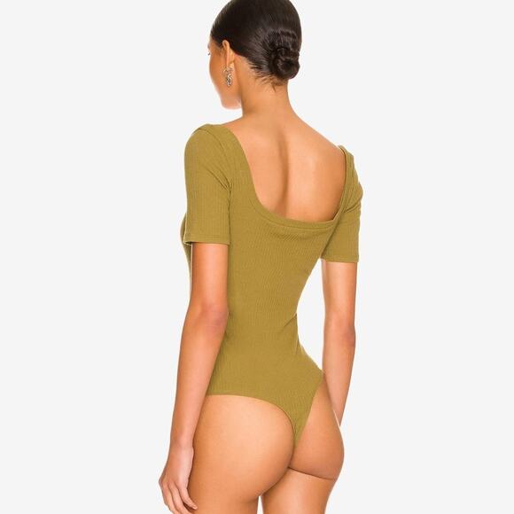 n:Philanthropy Langley Bodysuit Size XS Olive Green Ribbed Cotton Blend Basics - Picture 4 of 4